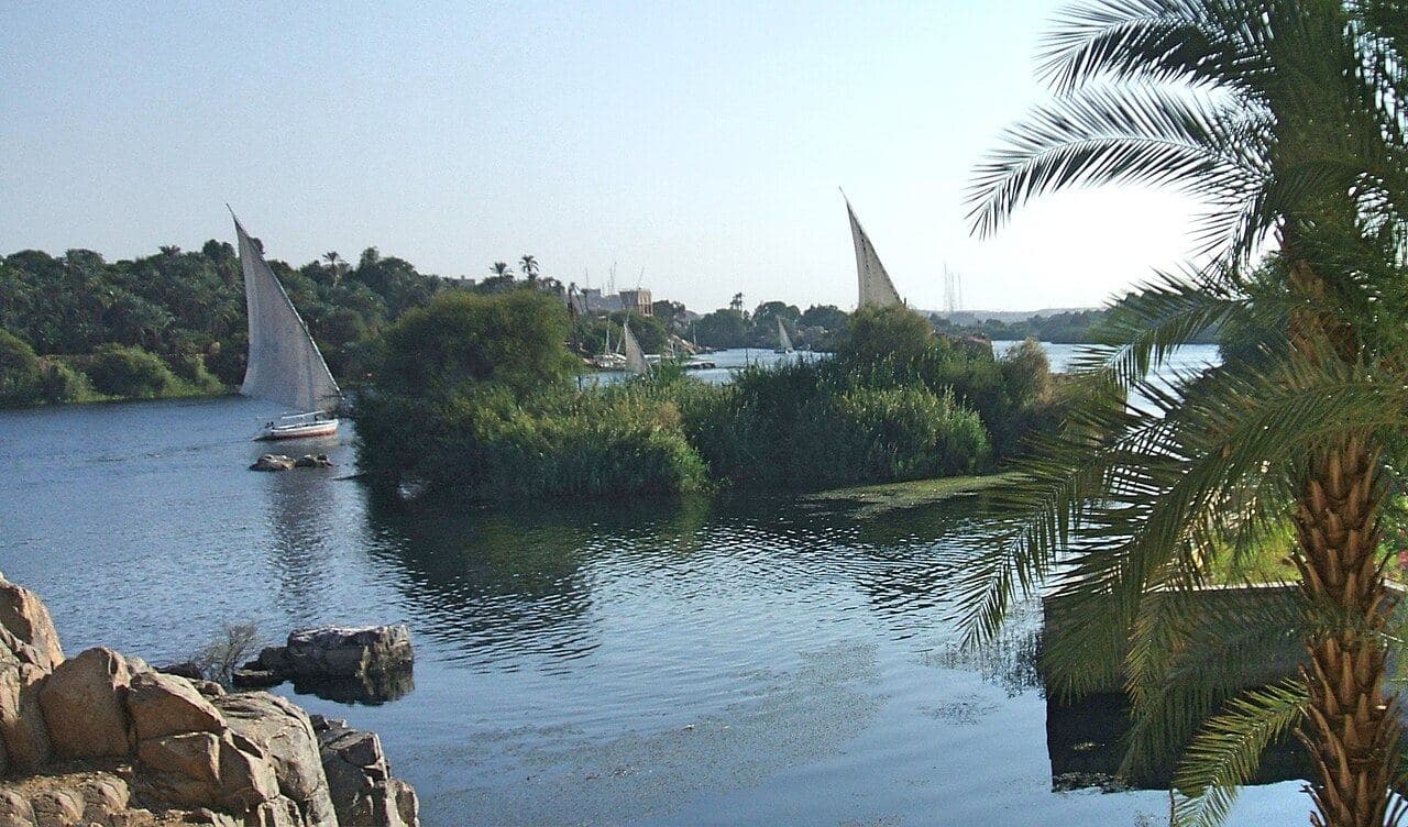 Sailboats on the Nile near Elephantine Island, Aswan