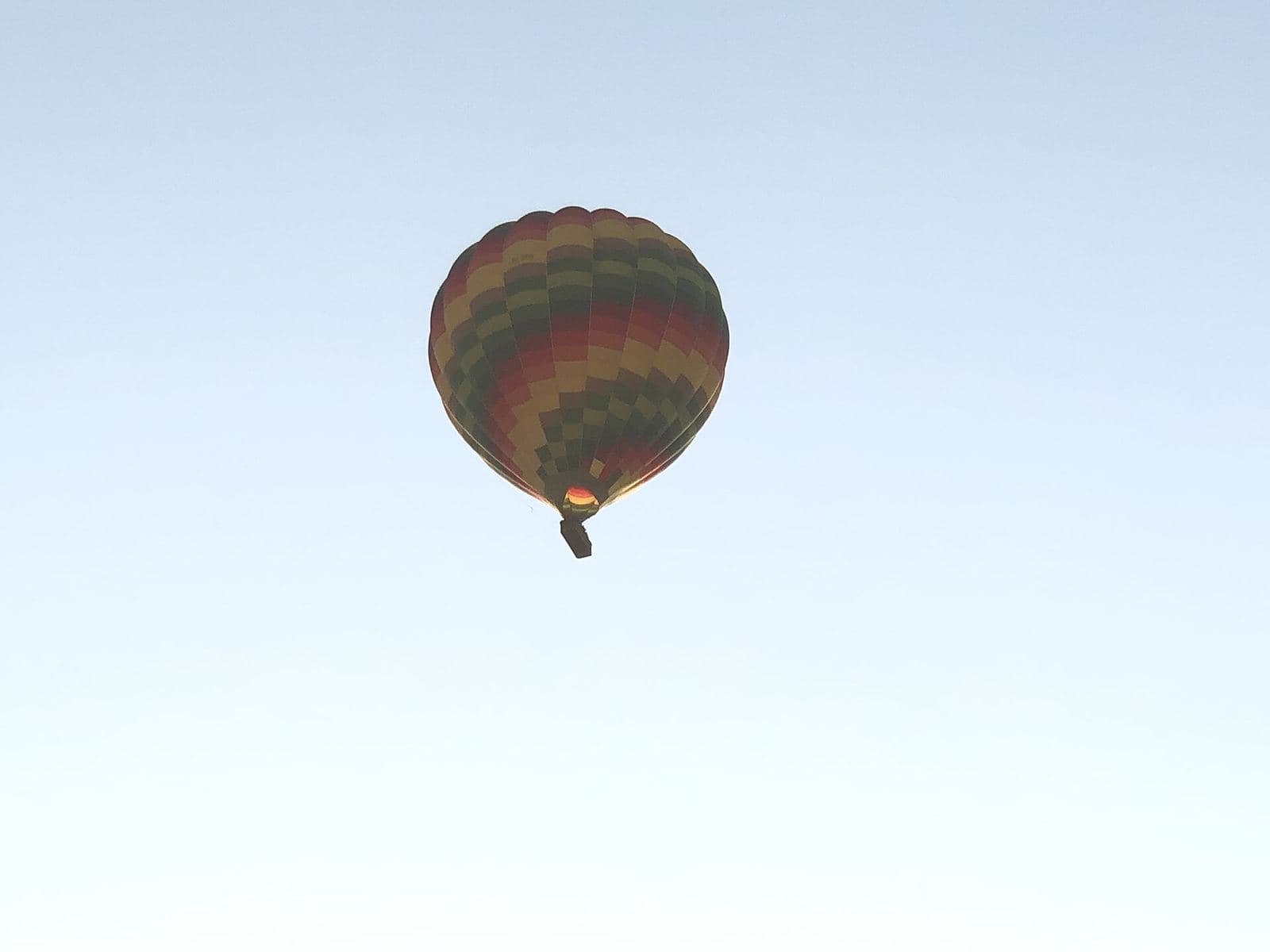 Hot air balloons rising over Luxor at sunrise