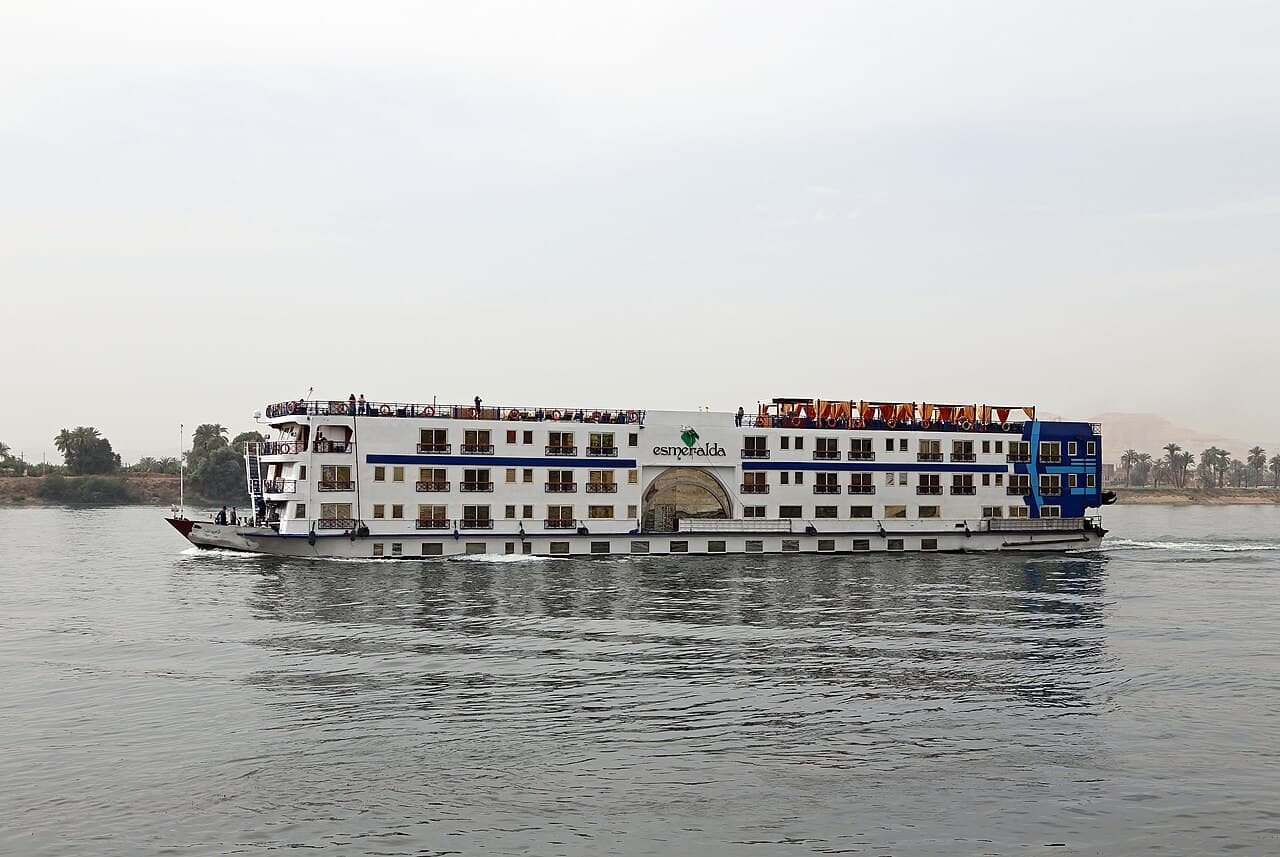 A Nile cruise ship sailing near Luxor