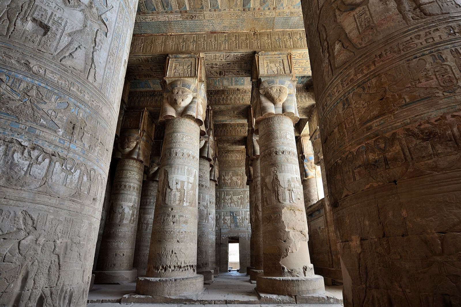 The hypostyle hall of the Temple of Hathor at Dendera