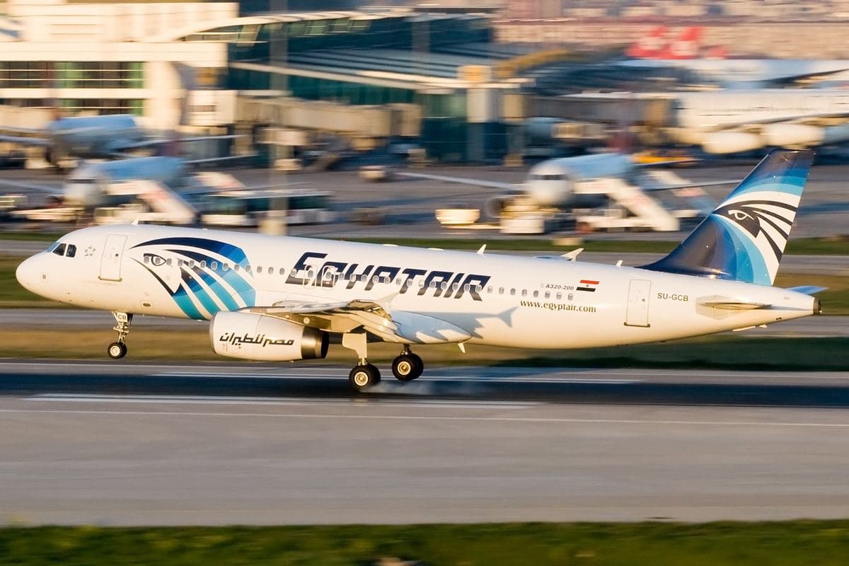 An EgyptAir Airbus A320 landing