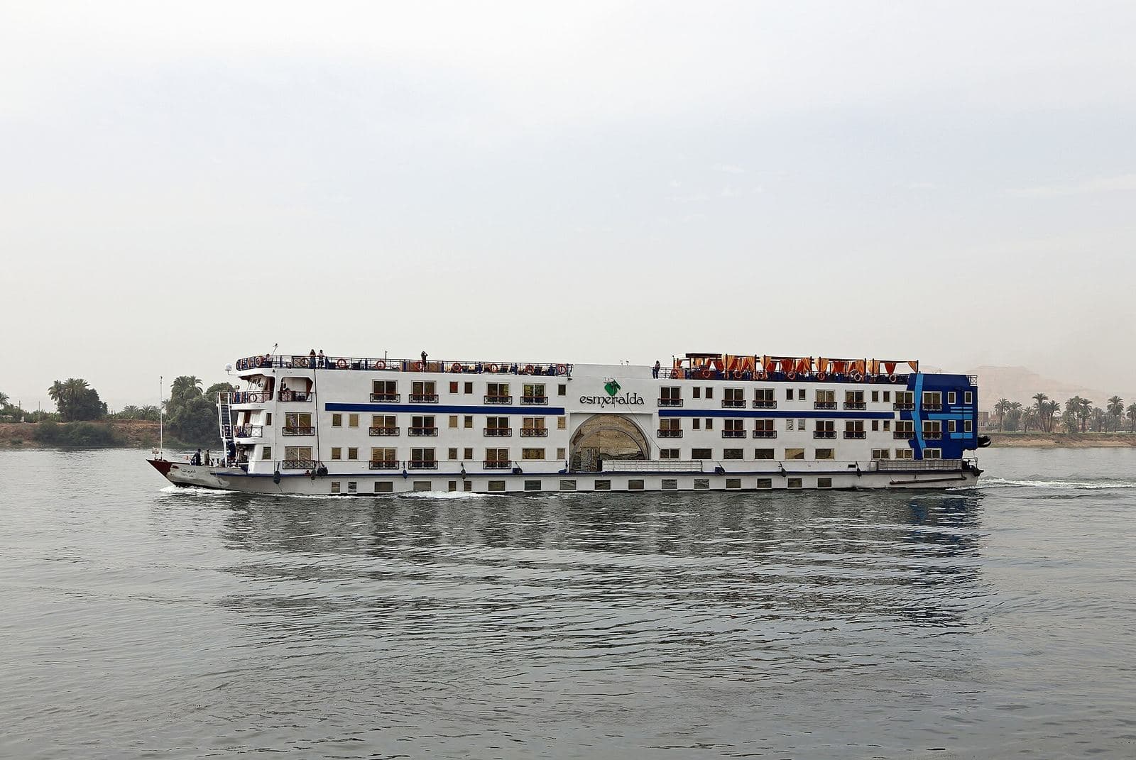 A Nile cruise ship sailing on the river