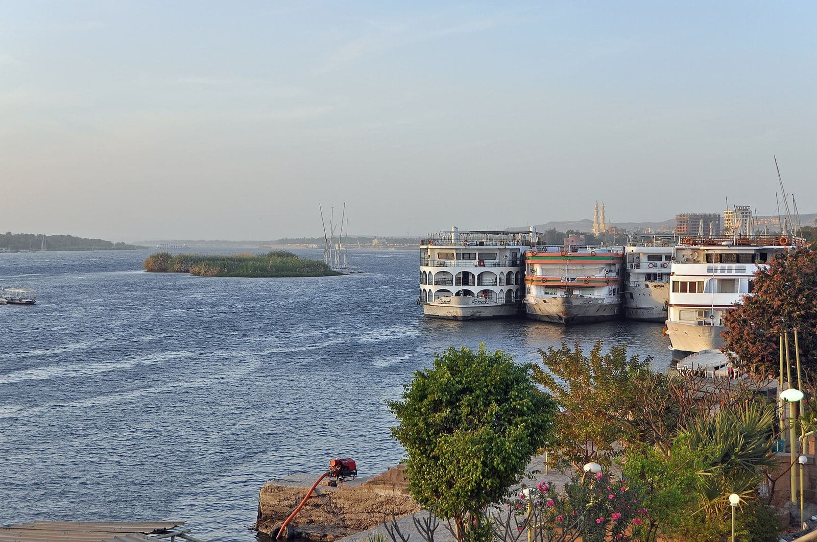 Nile cruise ships docked at Aswan