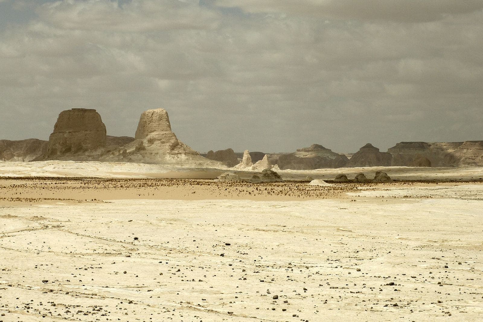 Wind-carved chalk rock formations in Egypt's White Desert